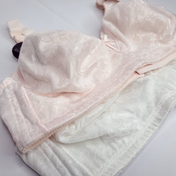 2 Bali Bra 42C 3372 Double Support Lace Wirefree Spa Closure White Pink - Picture 2 of 6